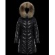 Moncler Down Jacket Women Long Quilted Down Puffer Coat Winter Ourtwear With Fur Collar Hat Fulmarus Black