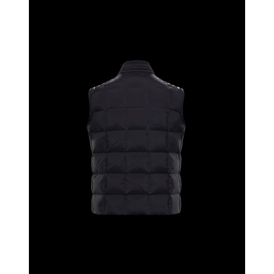 Moncler Gilet Quilted Down Vest For Men Zip Up Sleeveless Down Waistcoat Black