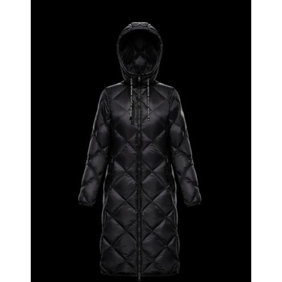 Moncler Hooded Down Jacket Women Long Down Coat Winter Ourtwear DUROC All Black