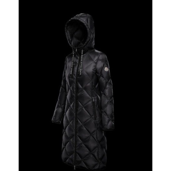 Moncler Hooded Down Jacket Women Long Down Coat Winter Ourtwear DUROC All Black