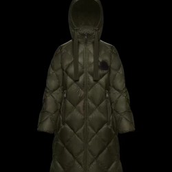 Moncler Hooded Down Jacket Women Long Down Coat Winter Ourtwear DUROC Army Green 