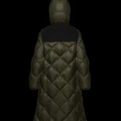 Moncler Hooded Down Jacket Women Long Down Coat Winter Ourtwear DUROC Army Green 