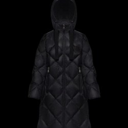 Moncler Hooded Down Jacket Women Long Down Coat Winter Ourtwear DUROC Black 