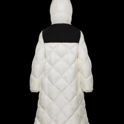 Moncler Hooded Down Jacket Women Long Down Coat Winter Ourtwear DUROC White Black 