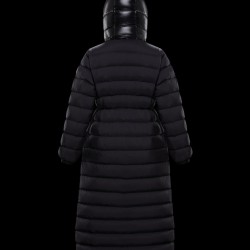 Moncler Hooded Down Jacket Women Long Down Coat Winter Ourtwear Grue Black   