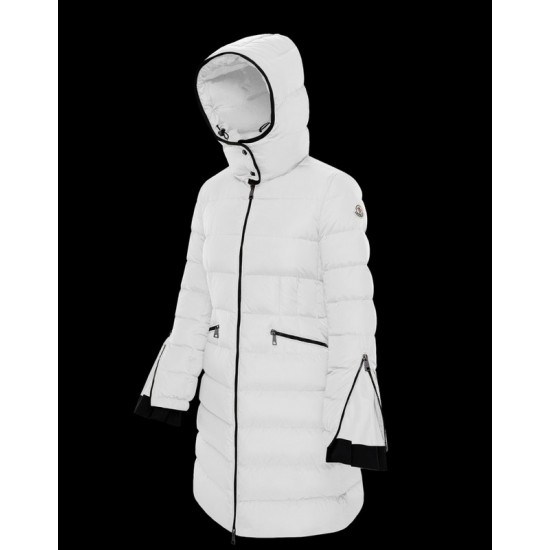 Moncler Hooded Down Jacket Women Long Down Coat Winter Ourtwear White