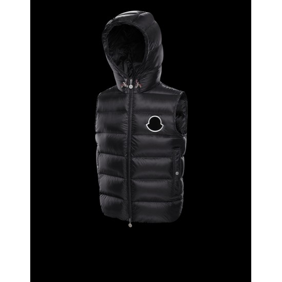 Moncler Hooded Down Puffer Vest Mens Waist Coat Black Sleeveless Vanoise Black