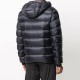 Moncler Logo Patch Hooded Down Puffer Jacket Mens Down Coat Winter Outwear Dark Blue