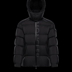 Moncler Maures Logo Hooded Down Puffer Jacket Mens Down Coat Winter Outwear Black 