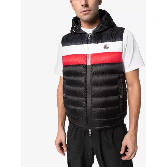 Moncler Timothy Hooded Padded Gilet Down Puffer Vest For Men Black Red