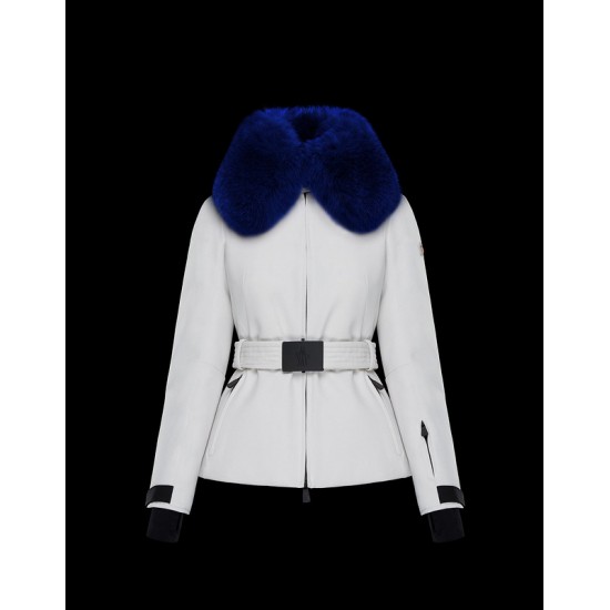 Moncler Down Jacket Women Down Coat Winter Ourtwear With Fur Collar Hat Grennoble White