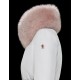 Moncler Down Jacket Women Down Coat Winter Ourtwear With Pink Fur Collar Hat Grennoble White