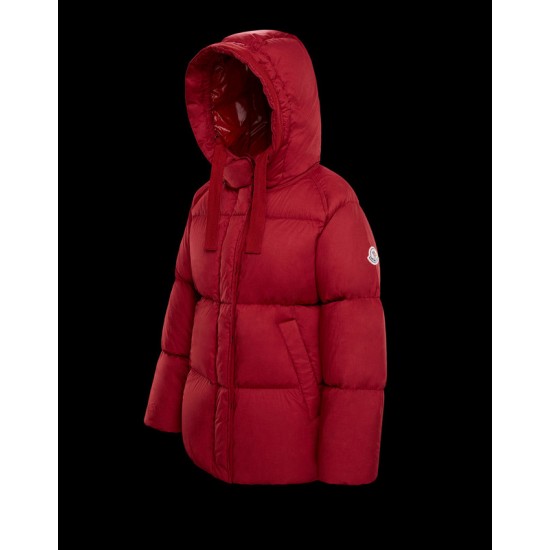 Moncler Hooded Down Puffer Jacket Women Short Down Coat Winter Ourtwear Red