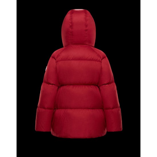 Moncler Hooded Down Puffer Jacket Women Short Down Coat Winter Ourtwear Red